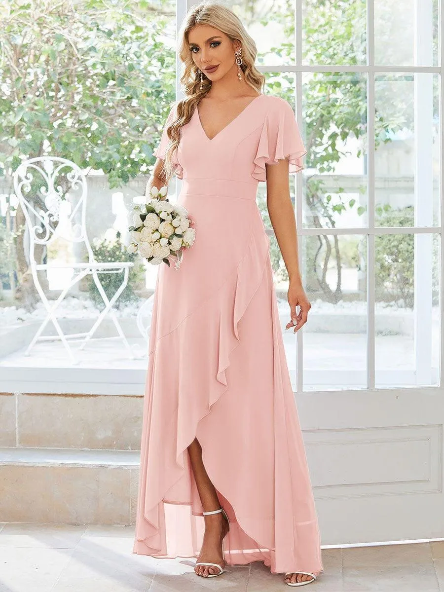 Robe de soirée cocktail volants en mousseline glamour