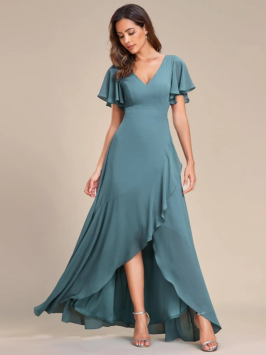 Robe de soirée cocktail volants en mousseline glamour