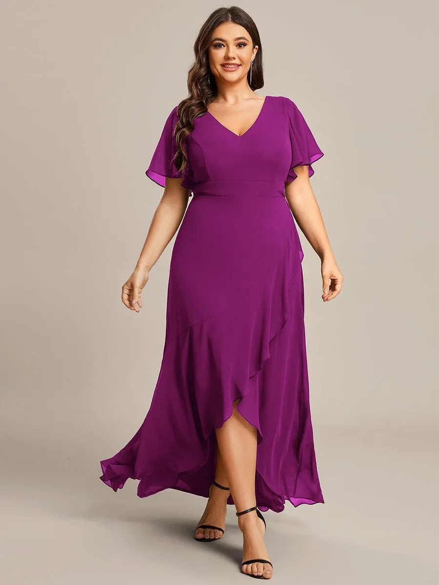 Robe de soirée cocktail volants en mousseline glamour