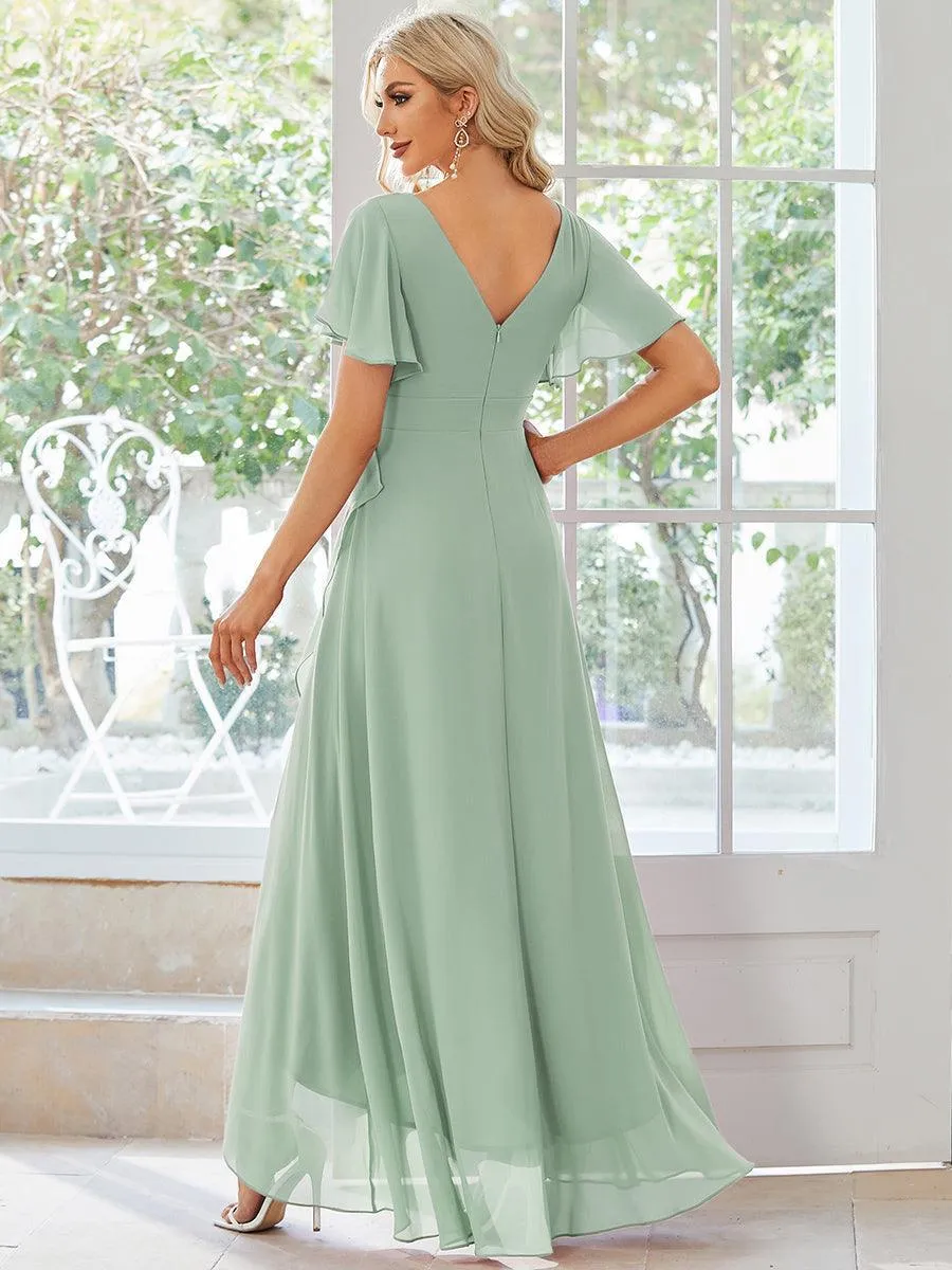 Robe de soirée cocktail volants en mousseline glamour