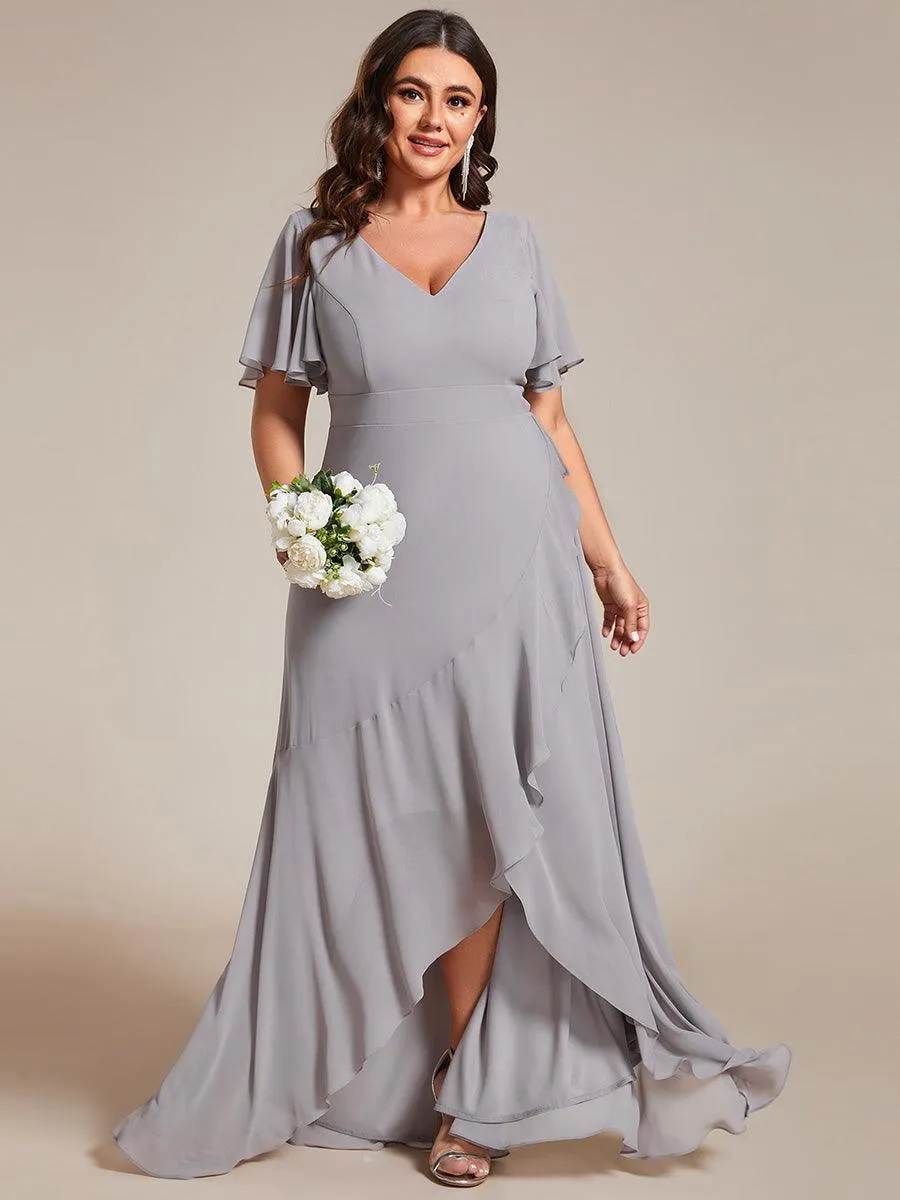 Robe de soirée cocktail volants en mousseline glamour