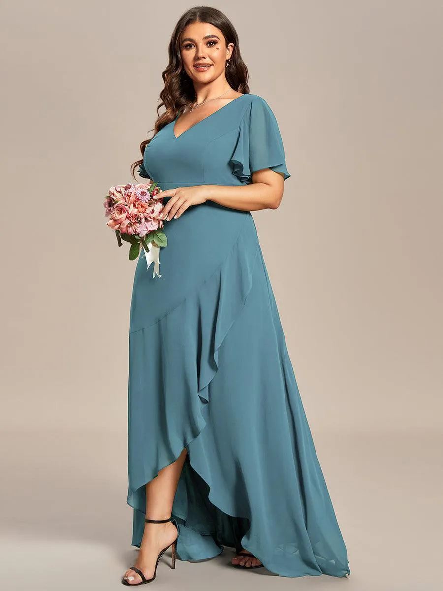 Robe de soirée cocktail volants en mousseline glamour