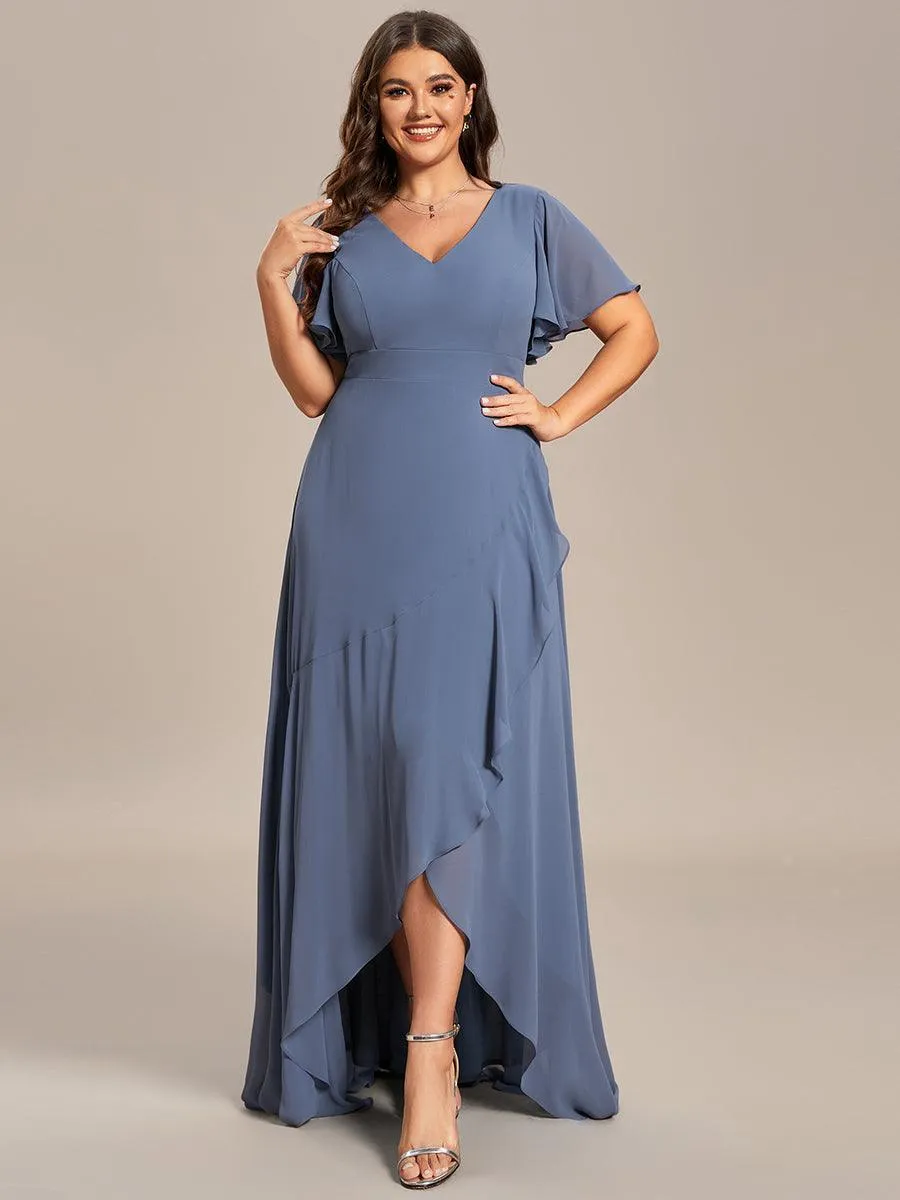 Robe de soirée cocktail volants en mousseline glamour