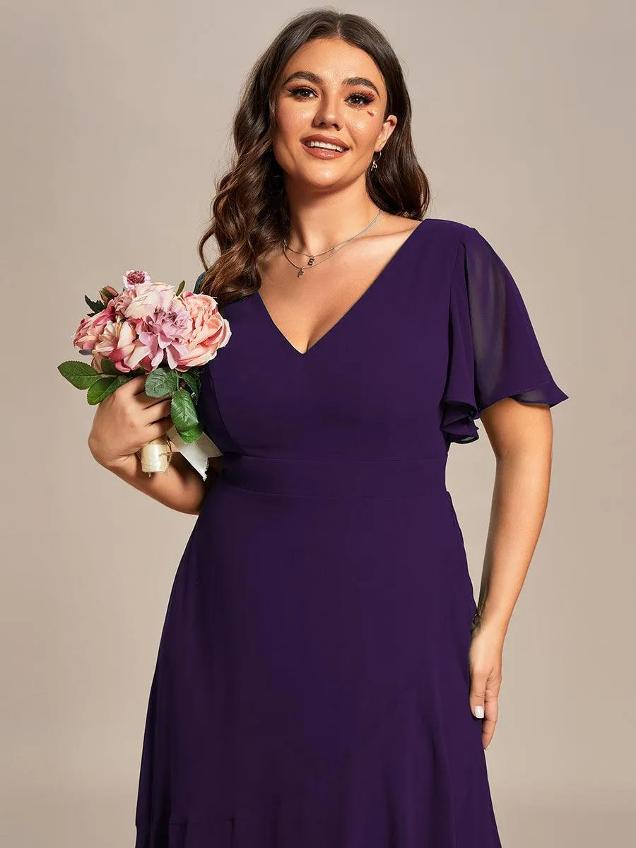 Robe de soirée cocktail volants en mousseline glamour