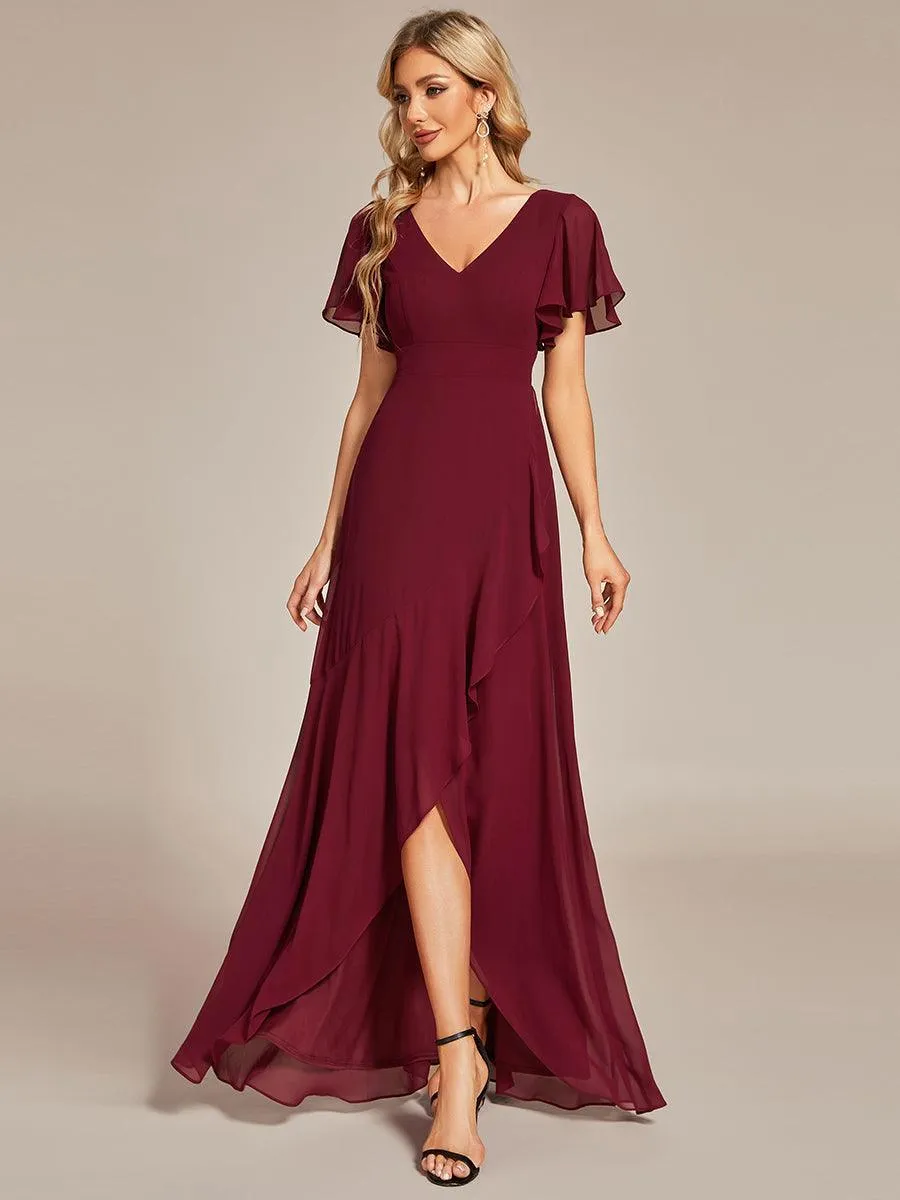 Robe de soirée cocktail volants en mousseline glamour
