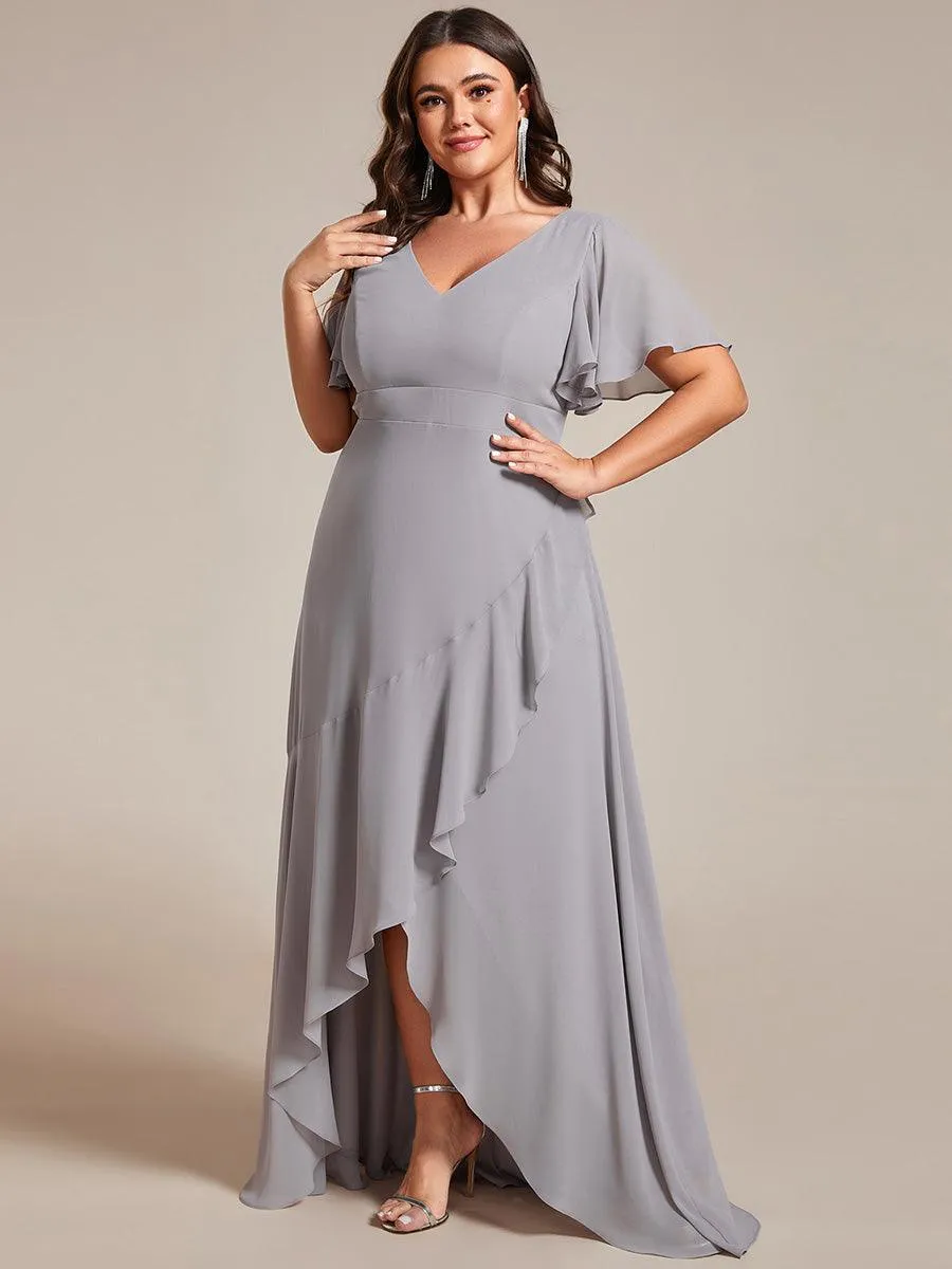 Robe de soirée cocktail volants en mousseline glamour
