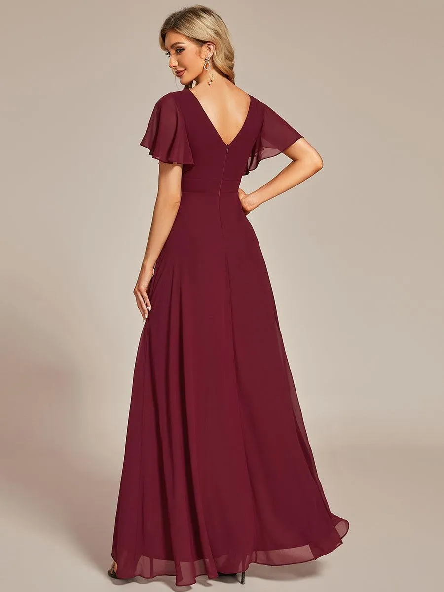 Robe de soirée cocktail volants en mousseline glamour