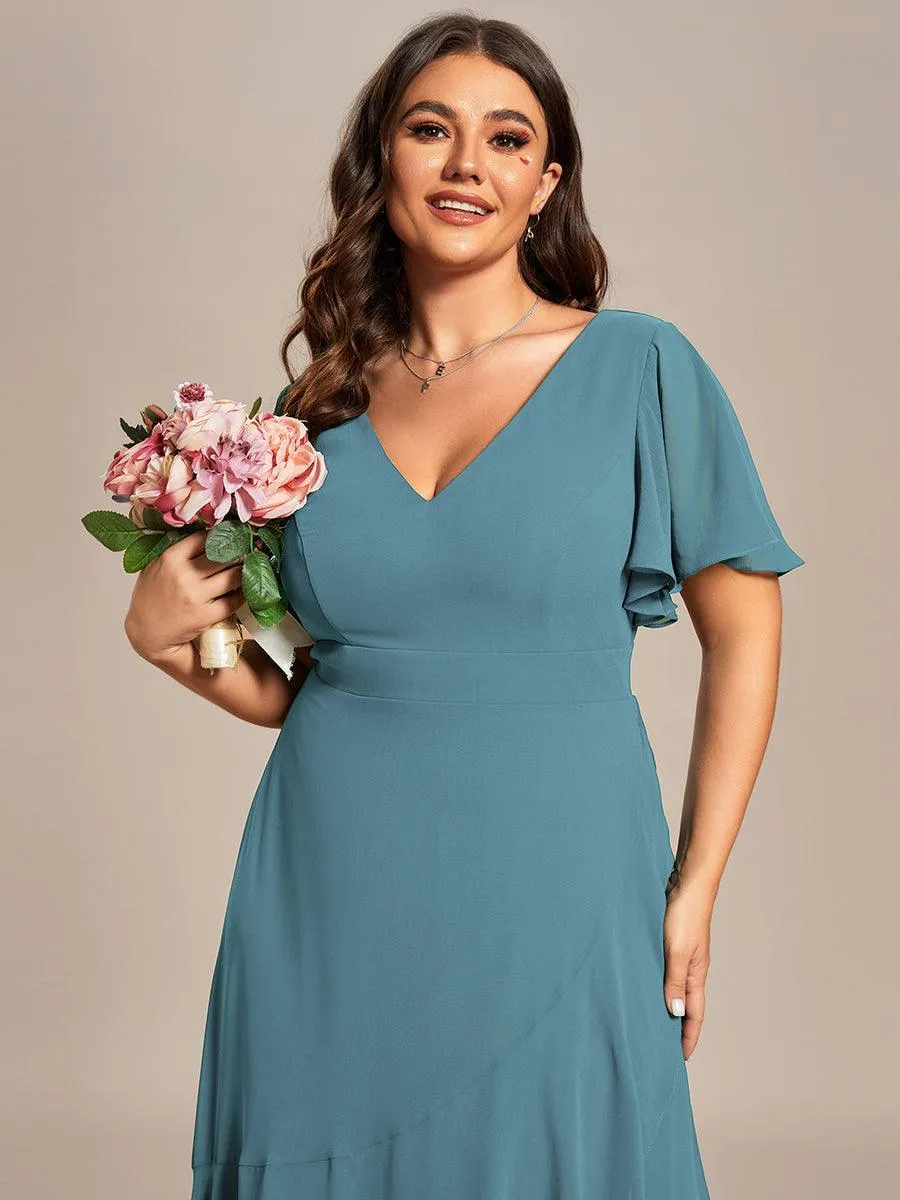 Robe de soirée cocktail volants en mousseline glamour