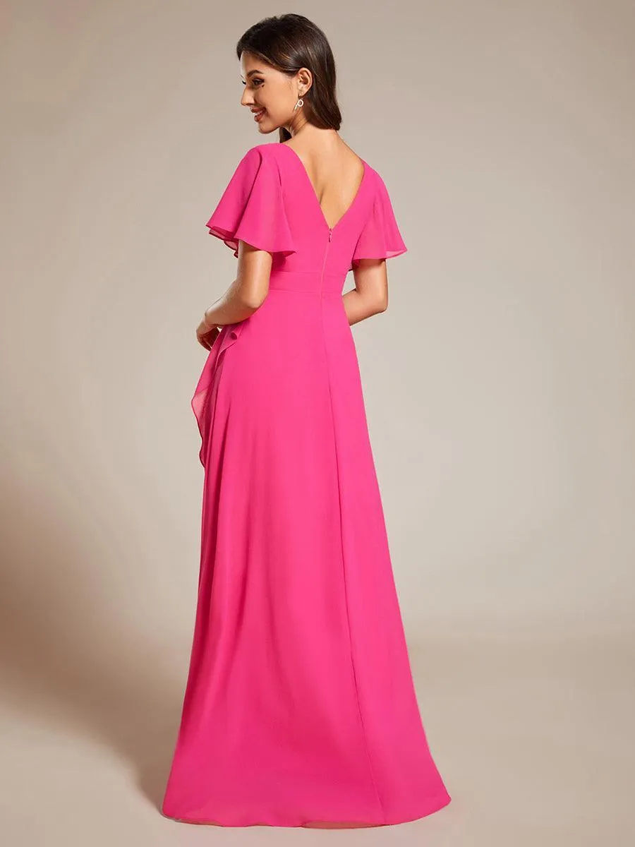 Robe de soirée cocktail volants en mousseline glamour