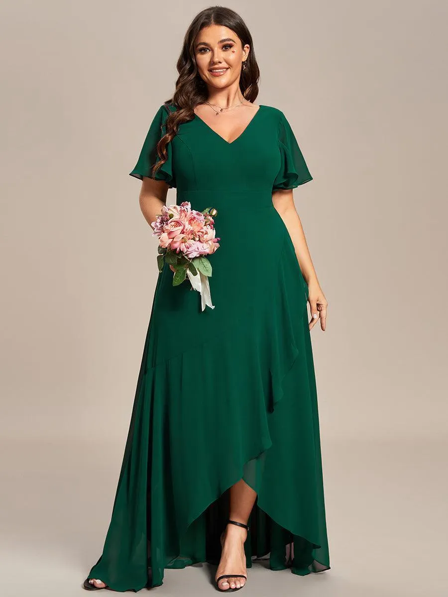 Robe de soirée cocktail volants en mousseline glamour