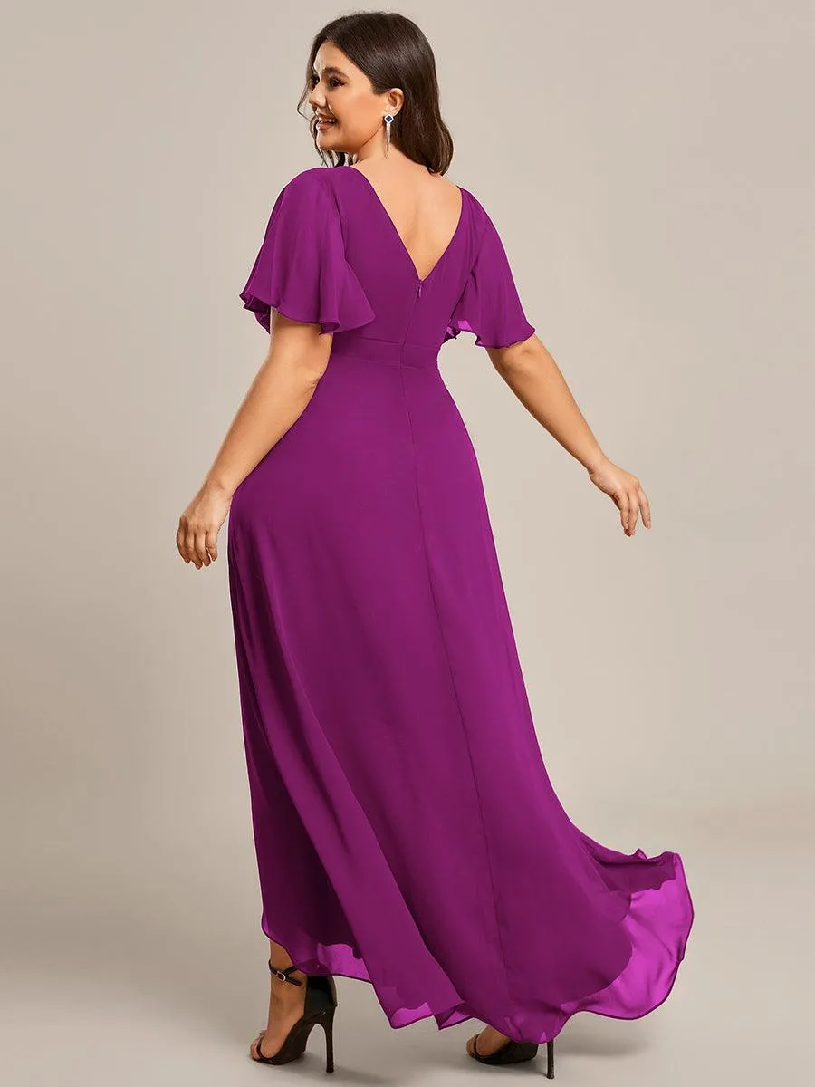 Robe de soirée cocktail volants en mousseline glamour