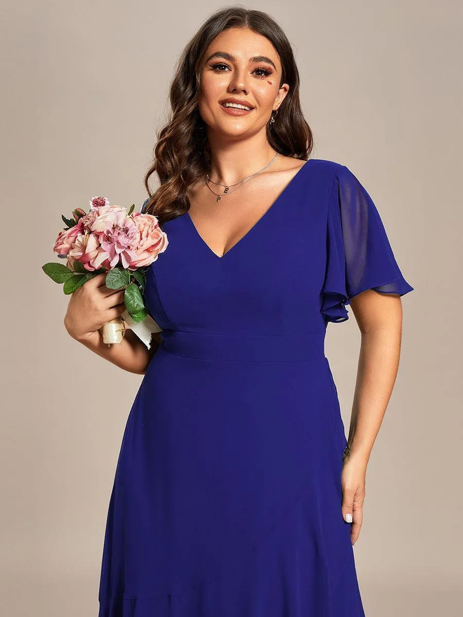Robe de soirée cocktail volants en mousseline glamour