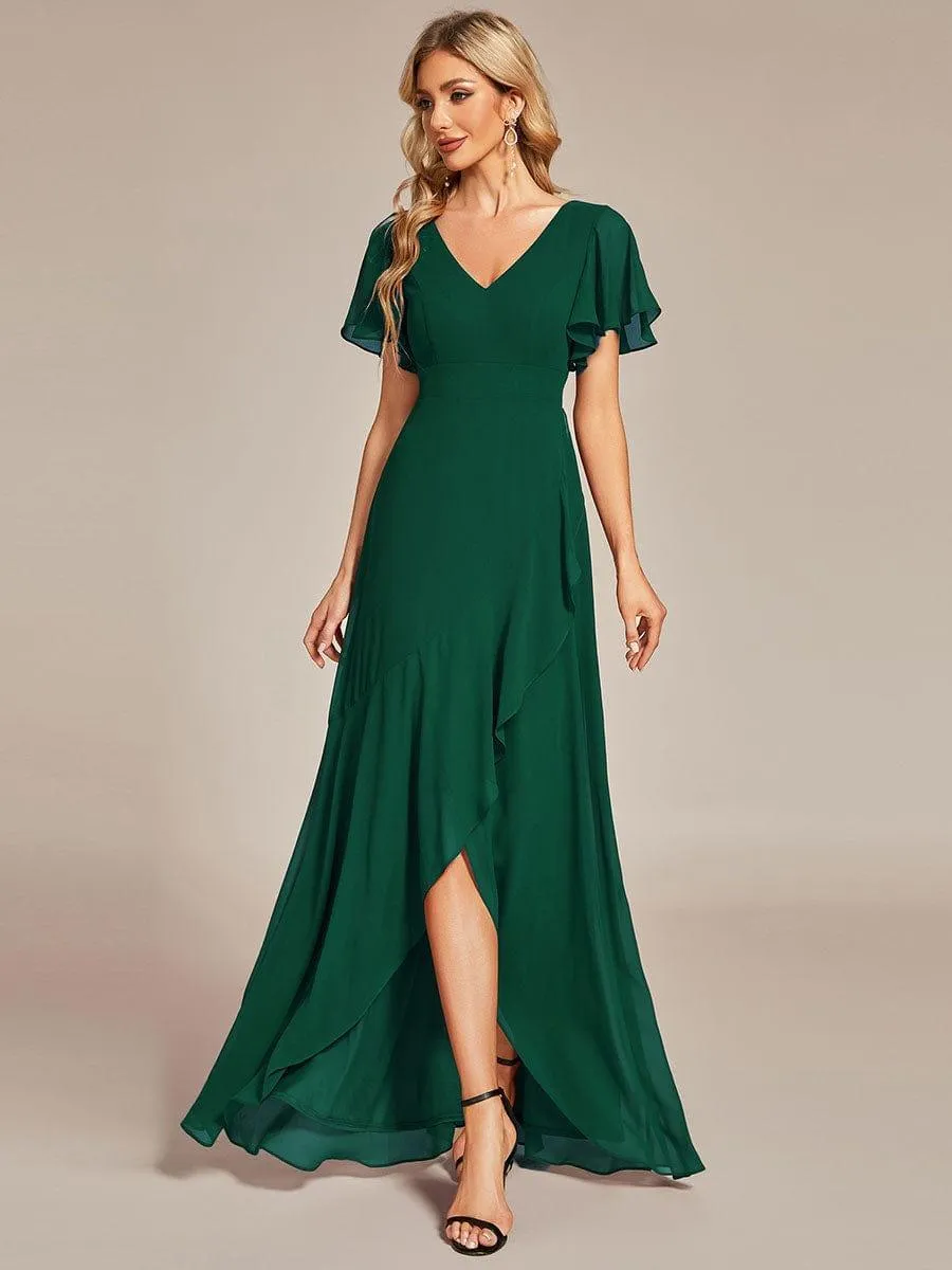 Robe de soirée cocktail volants en mousseline glamour