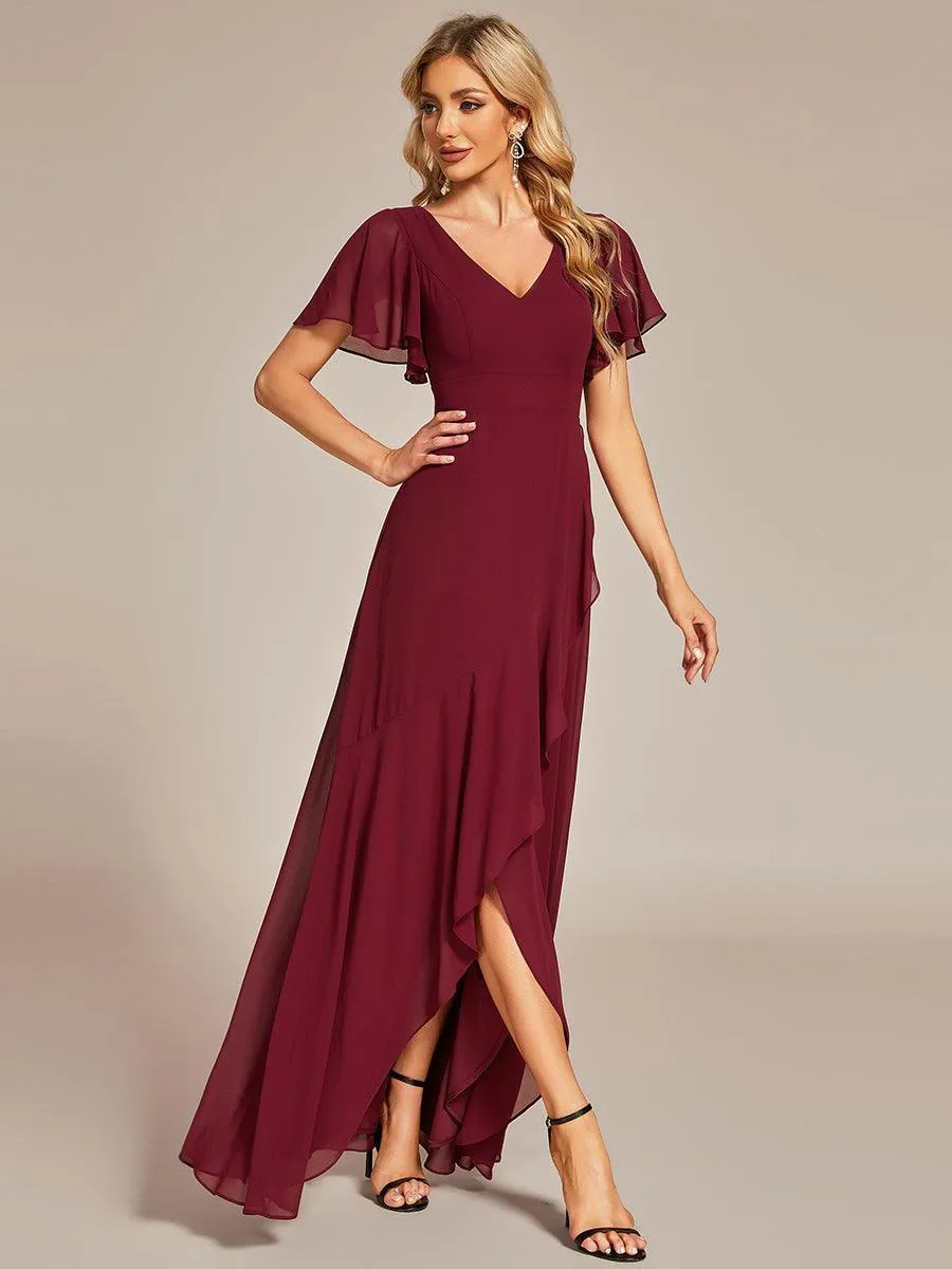 Robe de soirée cocktail volants en mousseline glamour