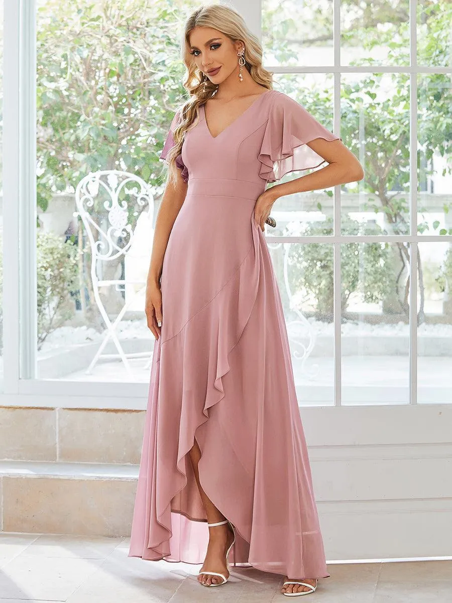 Robe de soirée cocktail volants en mousseline glamour