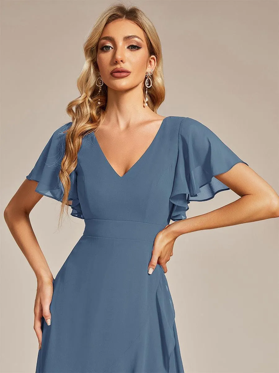 Robe de soirée cocktail volants en mousseline glamour