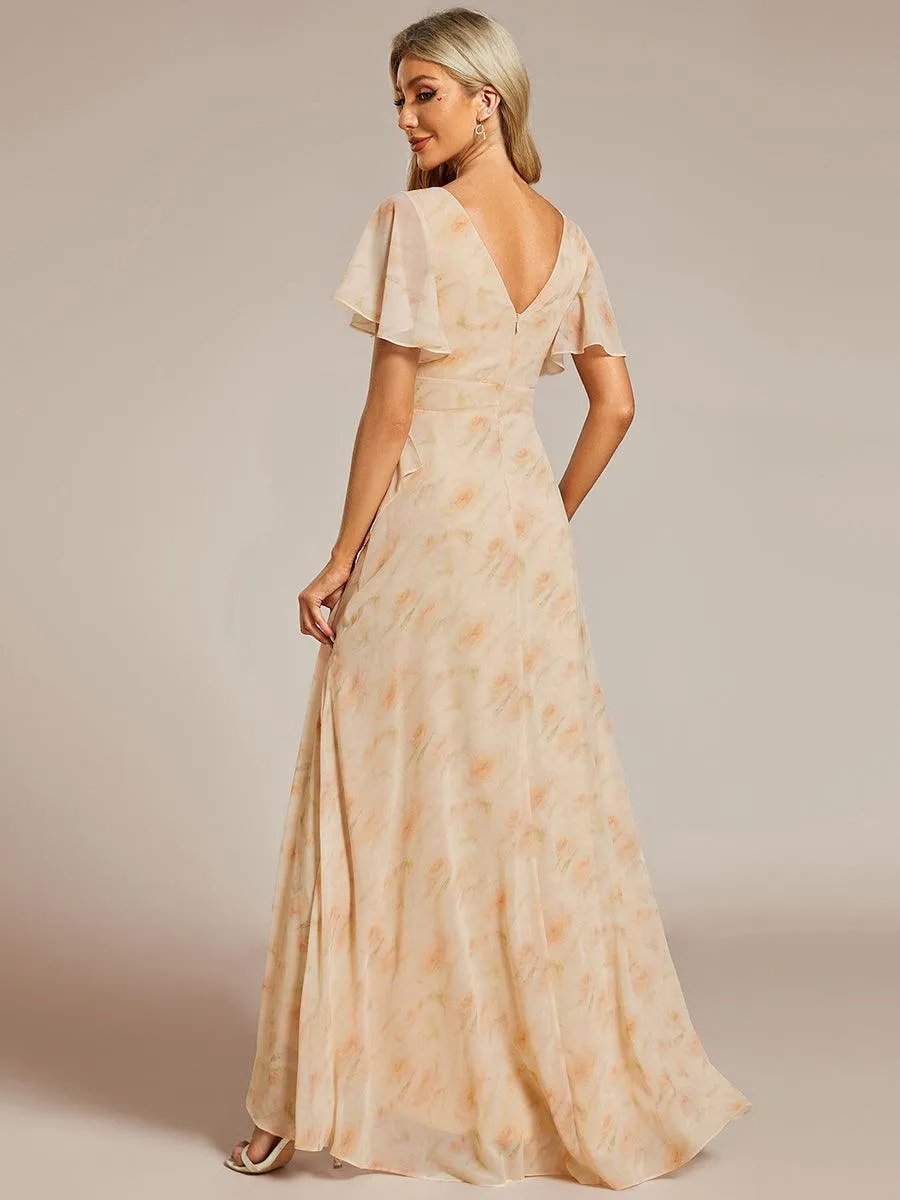 Robe de soirée cocktail volants en mousseline glamour