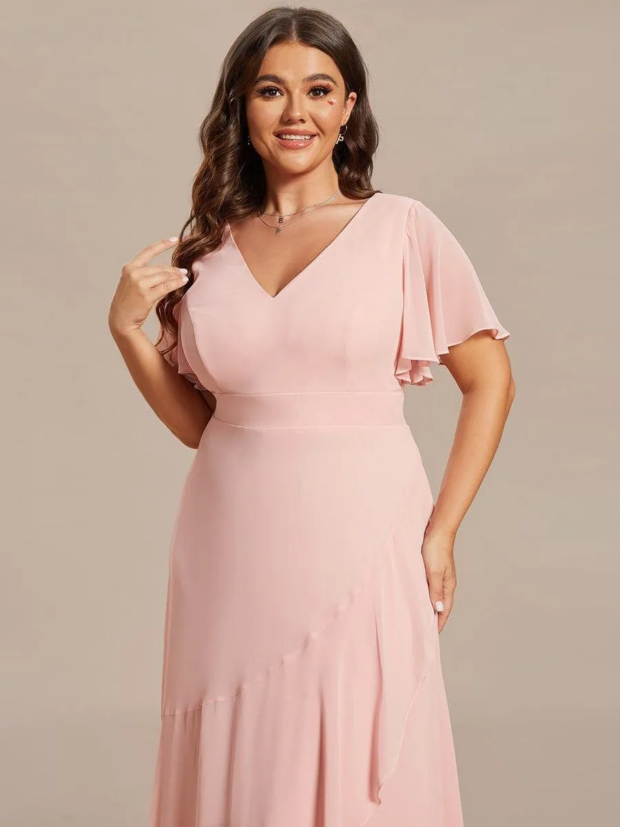 Robe de soirée cocktail volants en mousseline glamour