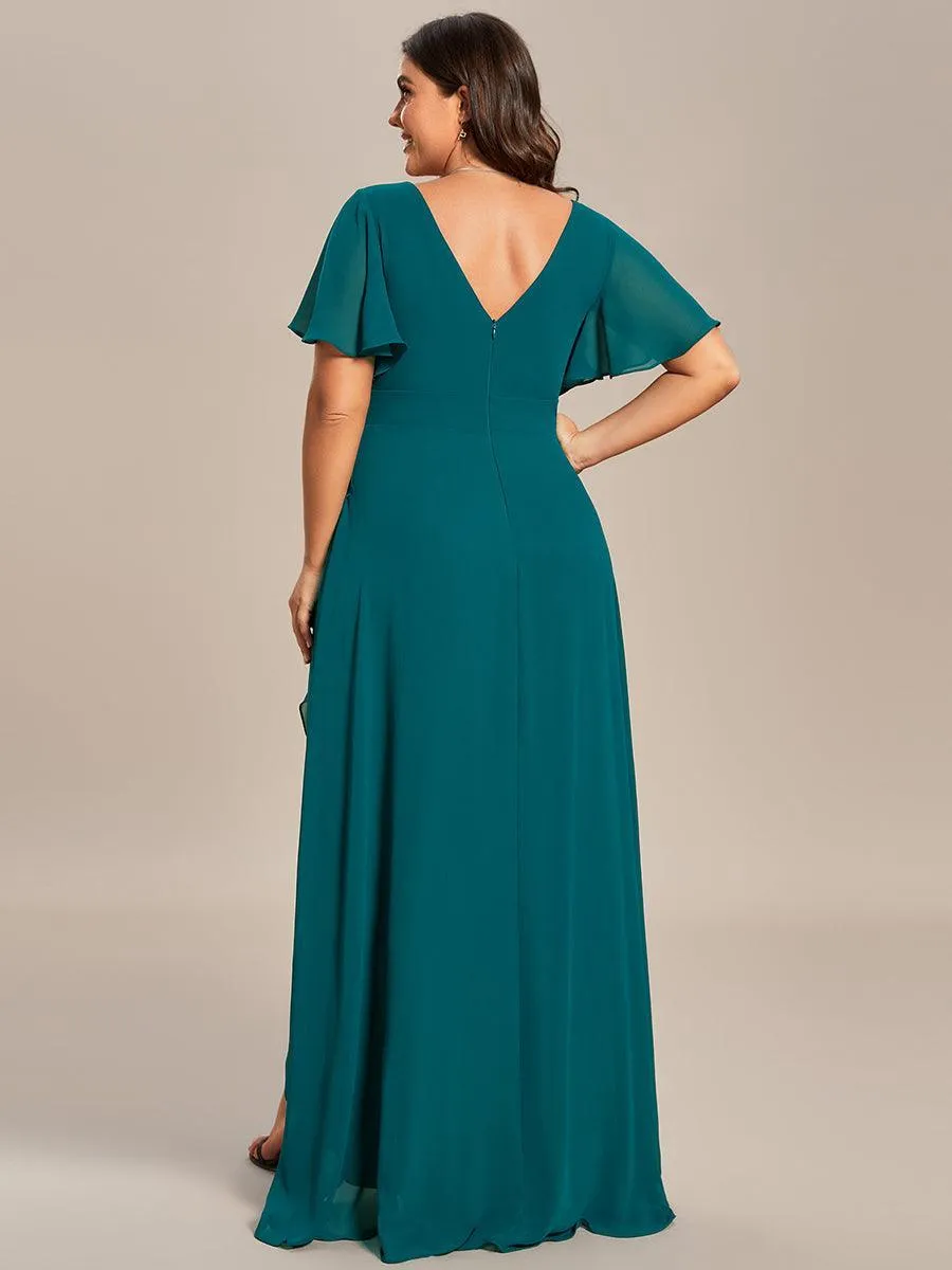 Robe de soirée cocktail volants en mousseline glamour