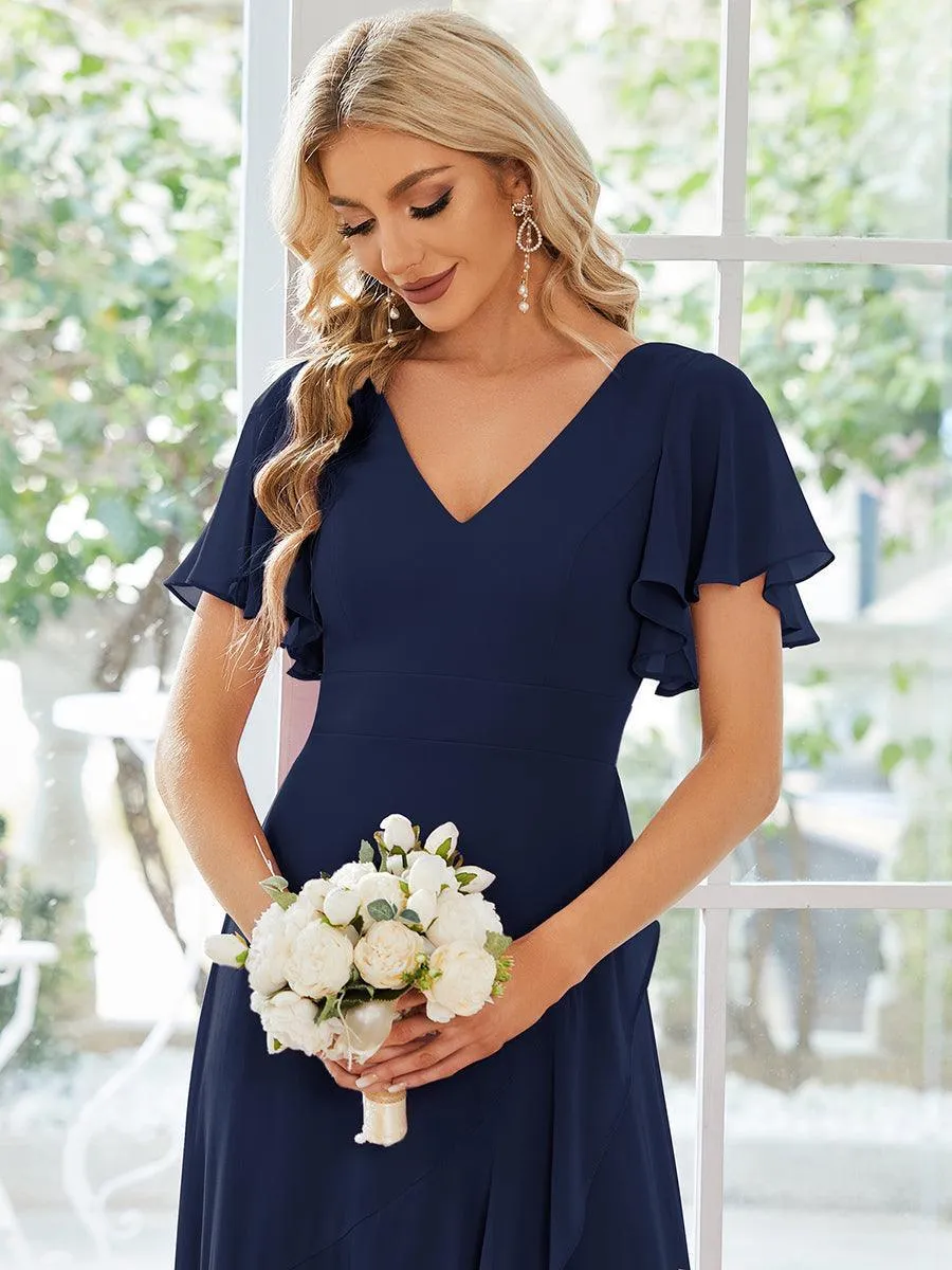 Robe de soirée cocktail volants en mousseline glamour