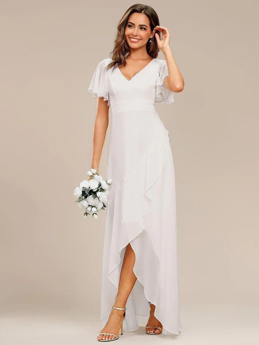 Robe de soirée cocktail volants en mousseline glamour