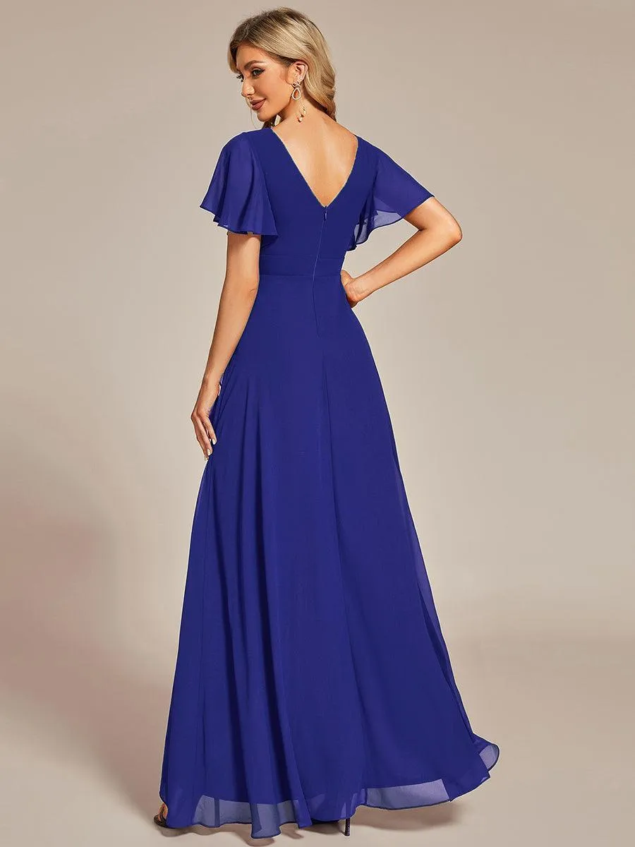 Robe de soirée cocktail volants en mousseline glamour