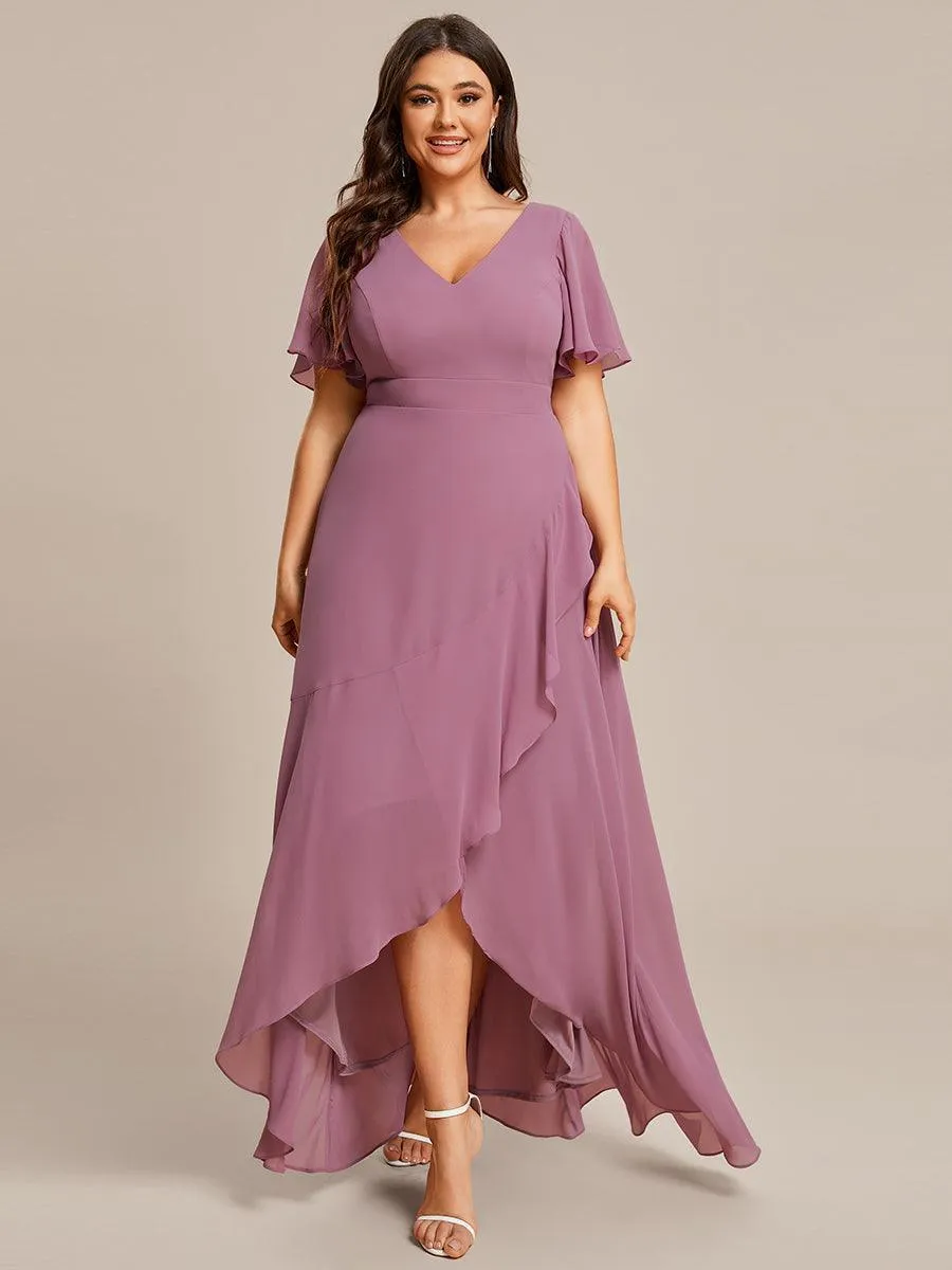 Robe de soirée cocktail volants en mousseline glamour