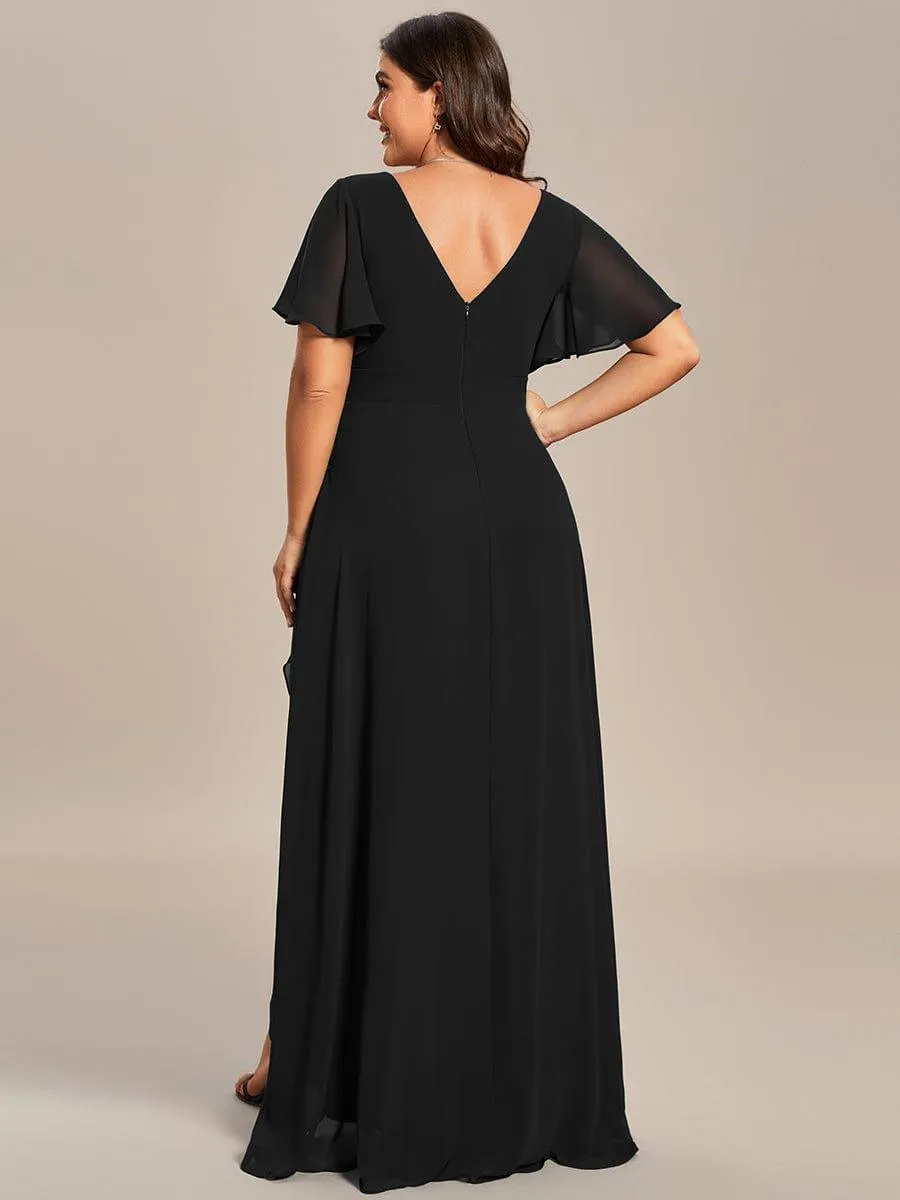 Robe de soirée cocktail volants en mousseline glamour