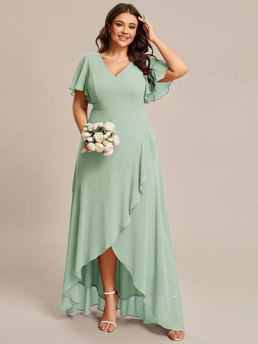 Robe de soirée cocktail volants en mousseline glamour