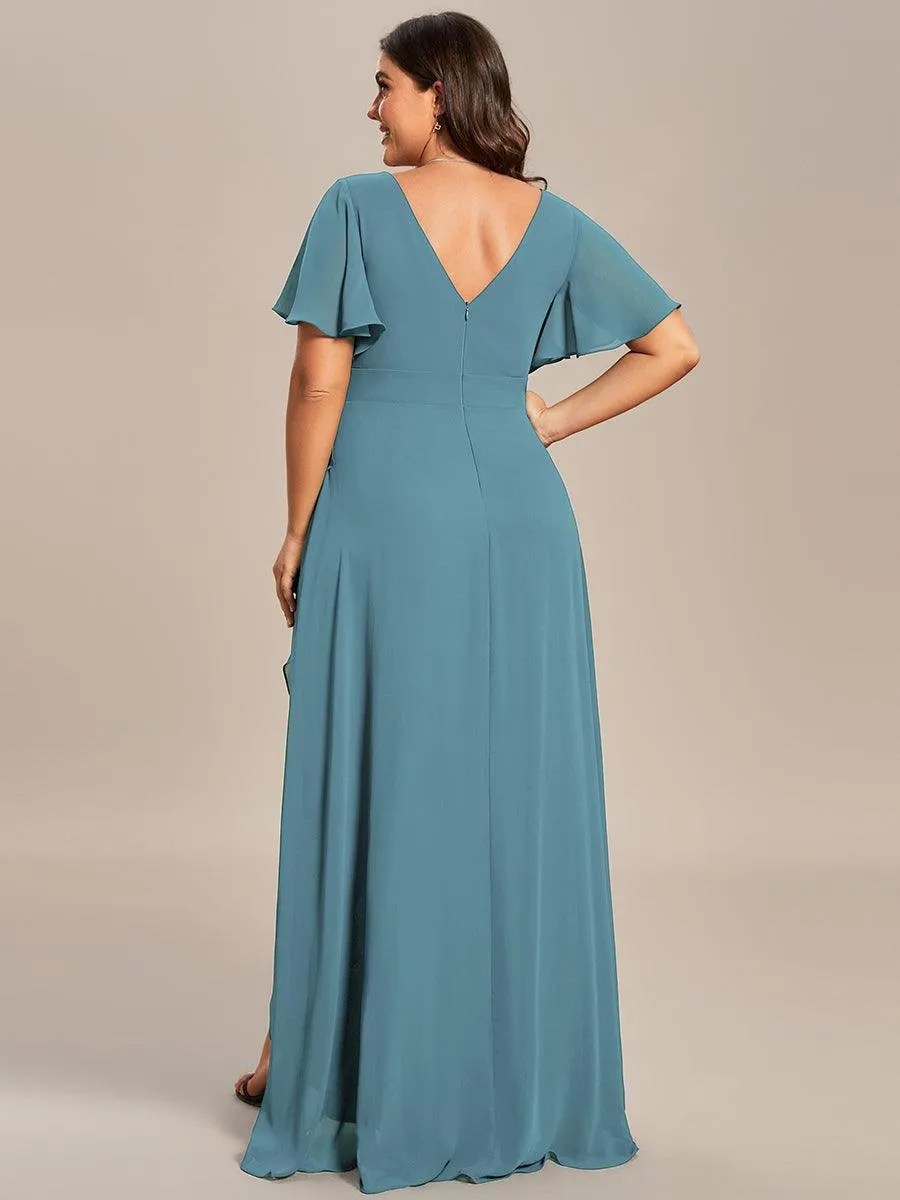 Robe de soirée cocktail volants en mousseline glamour