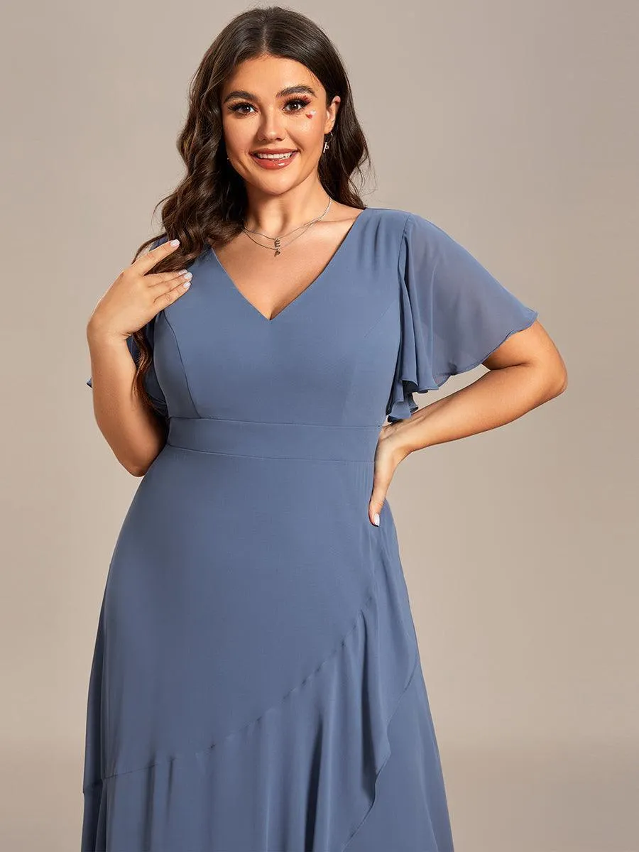 Robe de soirée cocktail volants en mousseline glamour