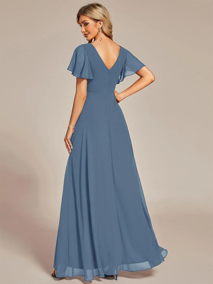 Robe de soirée cocktail volants en mousseline glamour