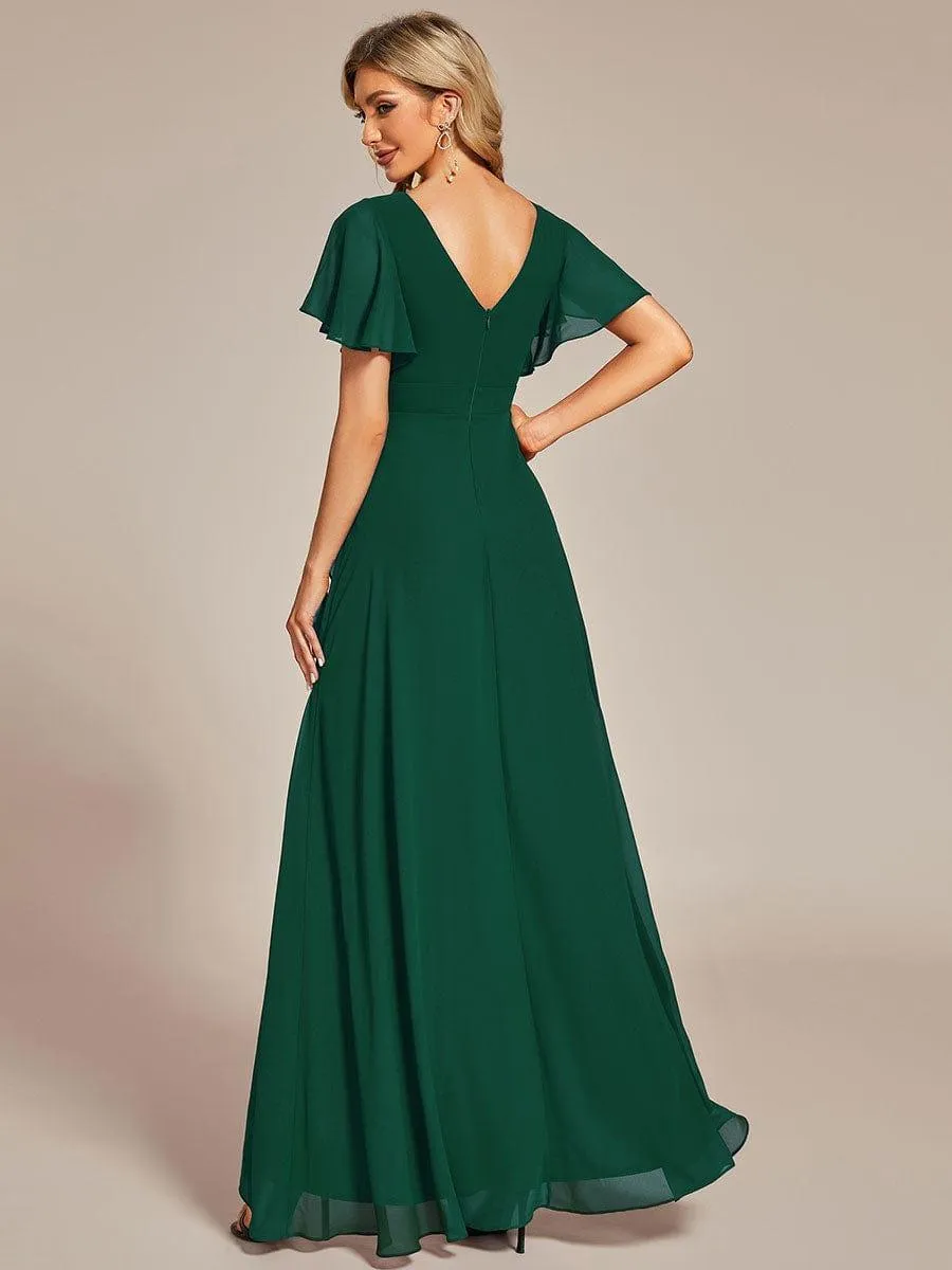 Robe de soirée cocktail volants en mousseline glamour