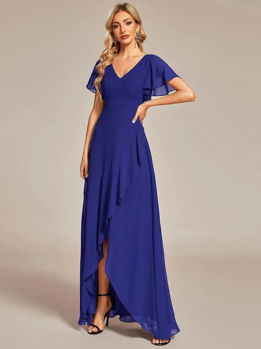 Robe de soirée cocktail volants en mousseline glamour