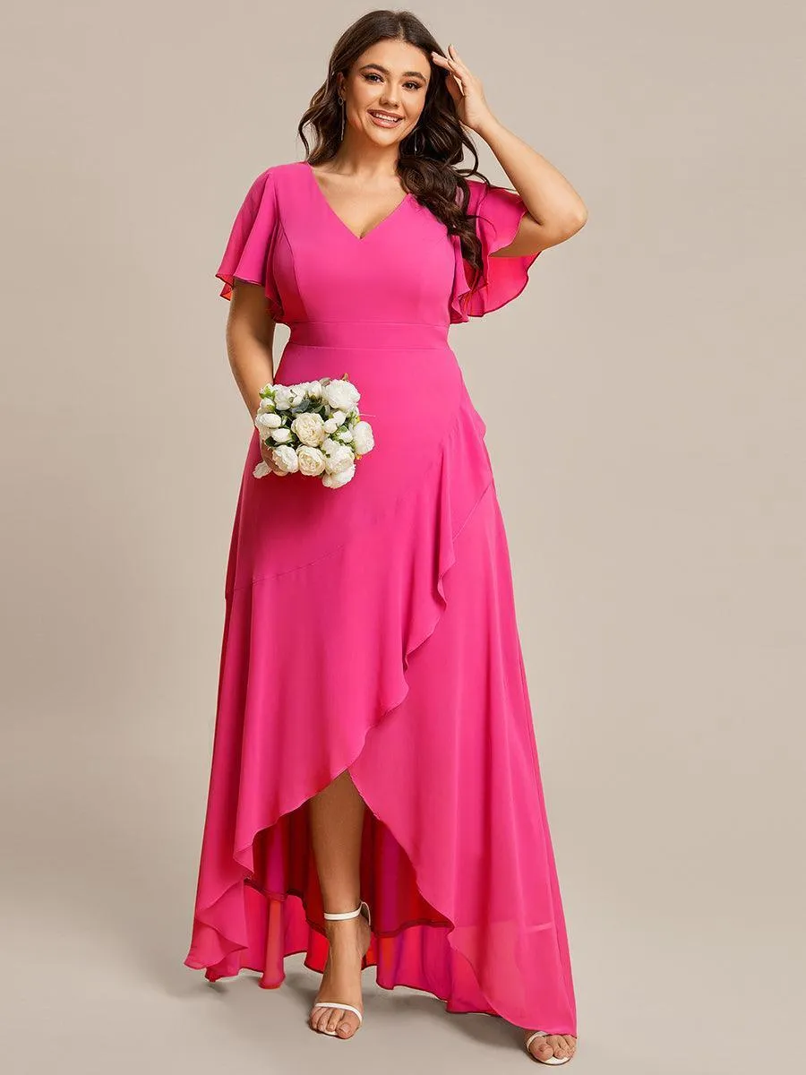 Robe de soirée cocktail volants en mousseline glamour