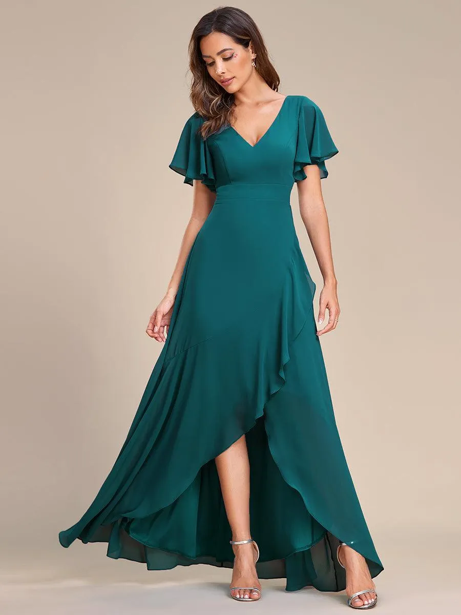 Robe de soirée cocktail volants en mousseline glamour
