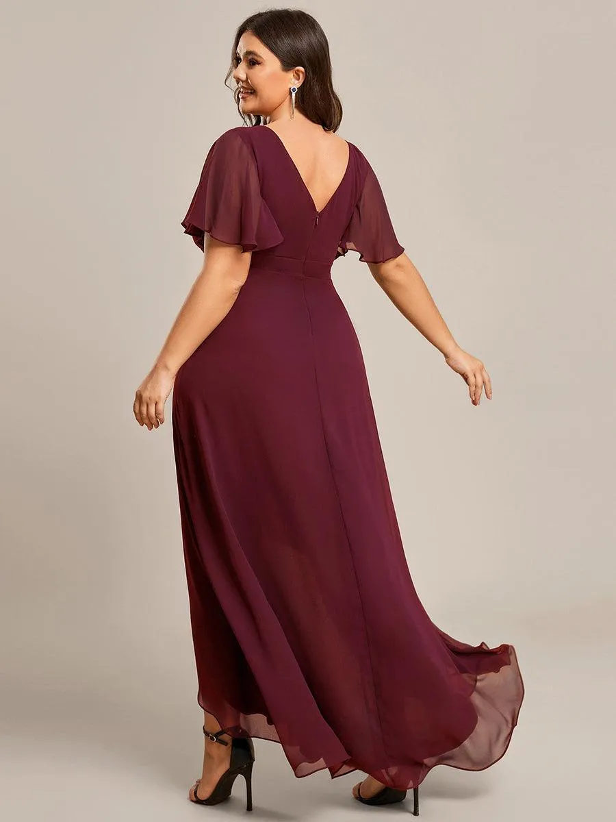 Robe de soirée cocktail volants en mousseline glamour