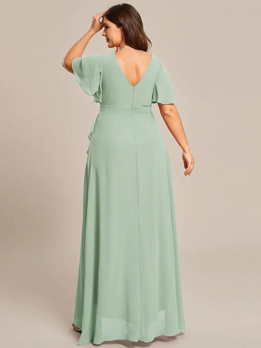 Robe de soirée cocktail volants en mousseline glamour