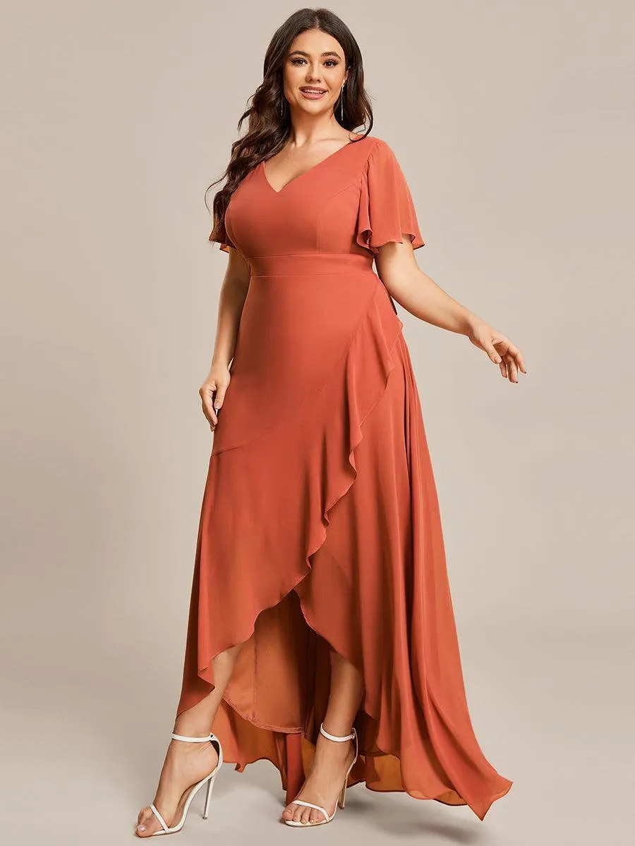 Robe de soirée cocktail volants en mousseline glamour