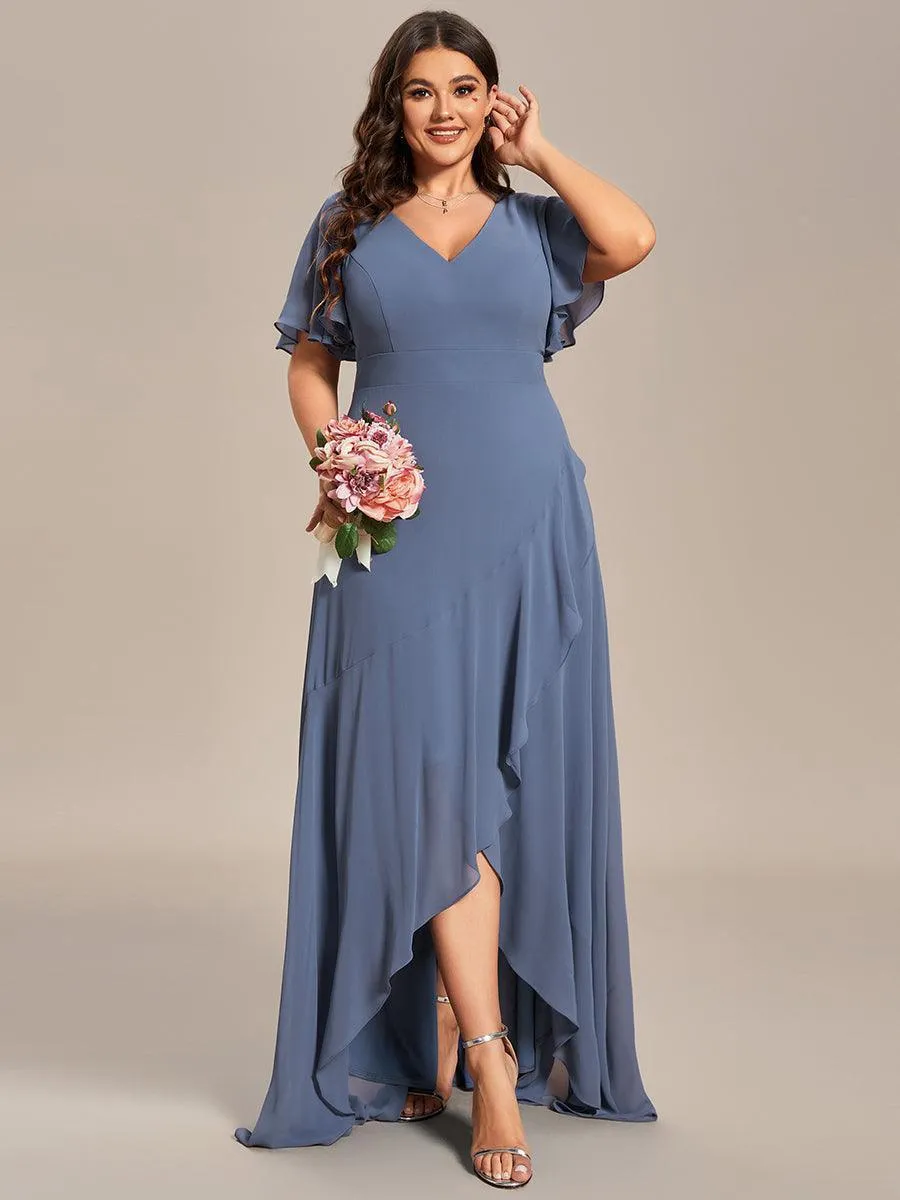 Robe de soirée cocktail volants en mousseline glamour