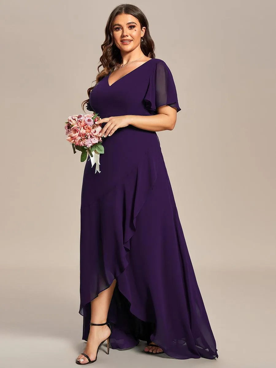 Robe de soirée cocktail volants en mousseline glamour
