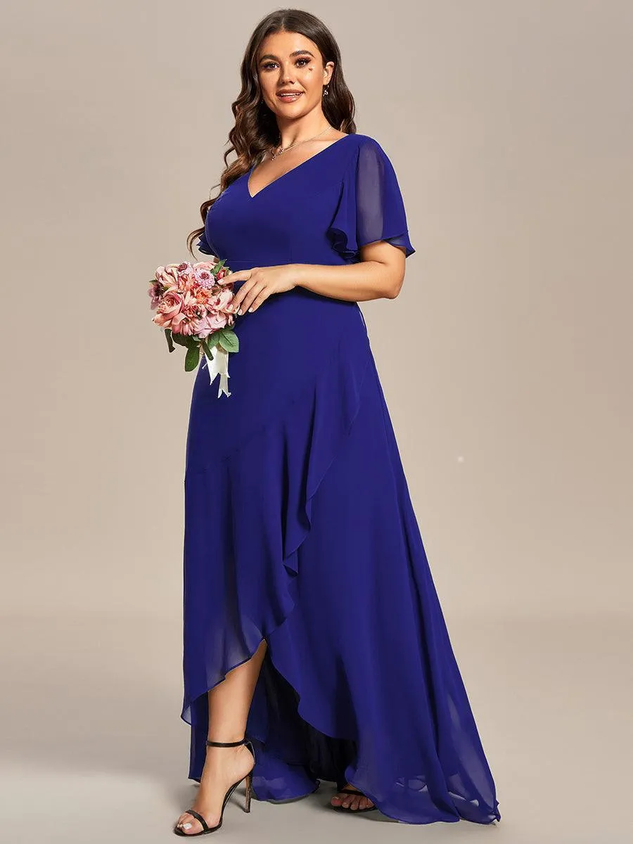 Robe de soirée cocktail volants en mousseline glamour