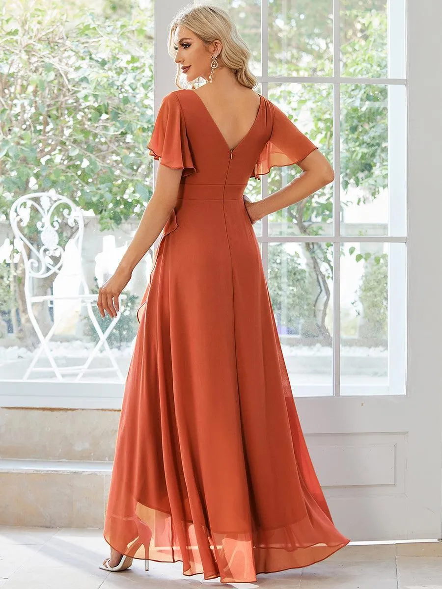 Robe de soirée cocktail volants en mousseline glamour
