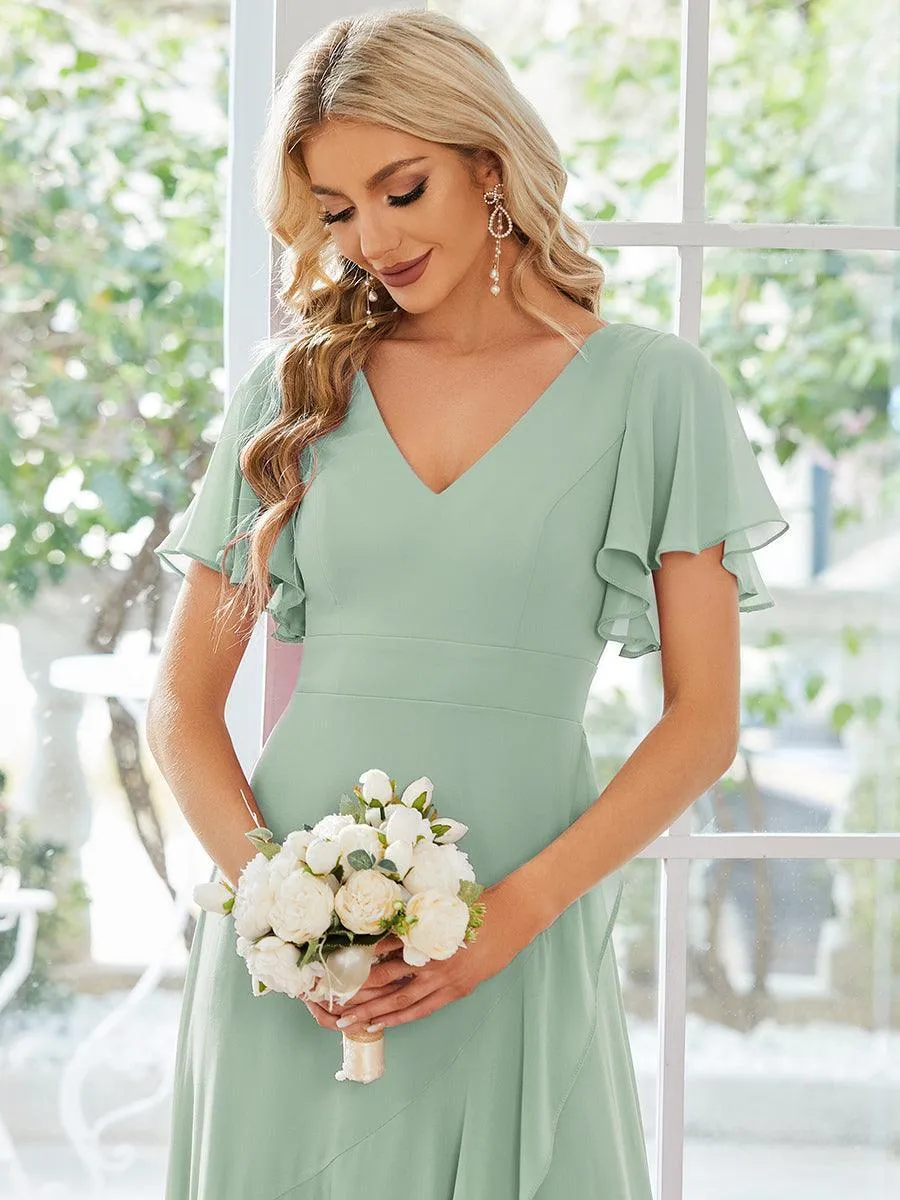 Robe de soirée cocktail volants en mousseline glamour