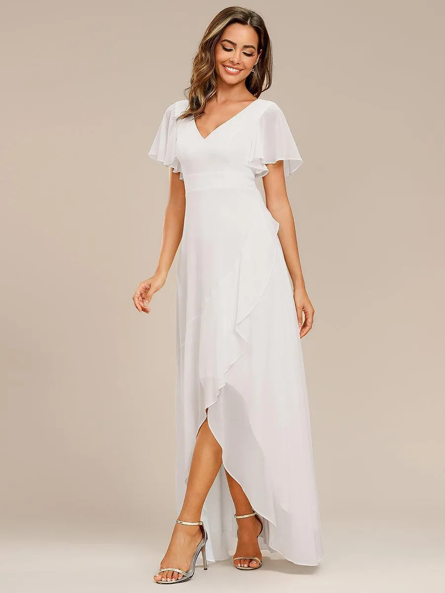 Robe de soirée cocktail volants en mousseline glamour