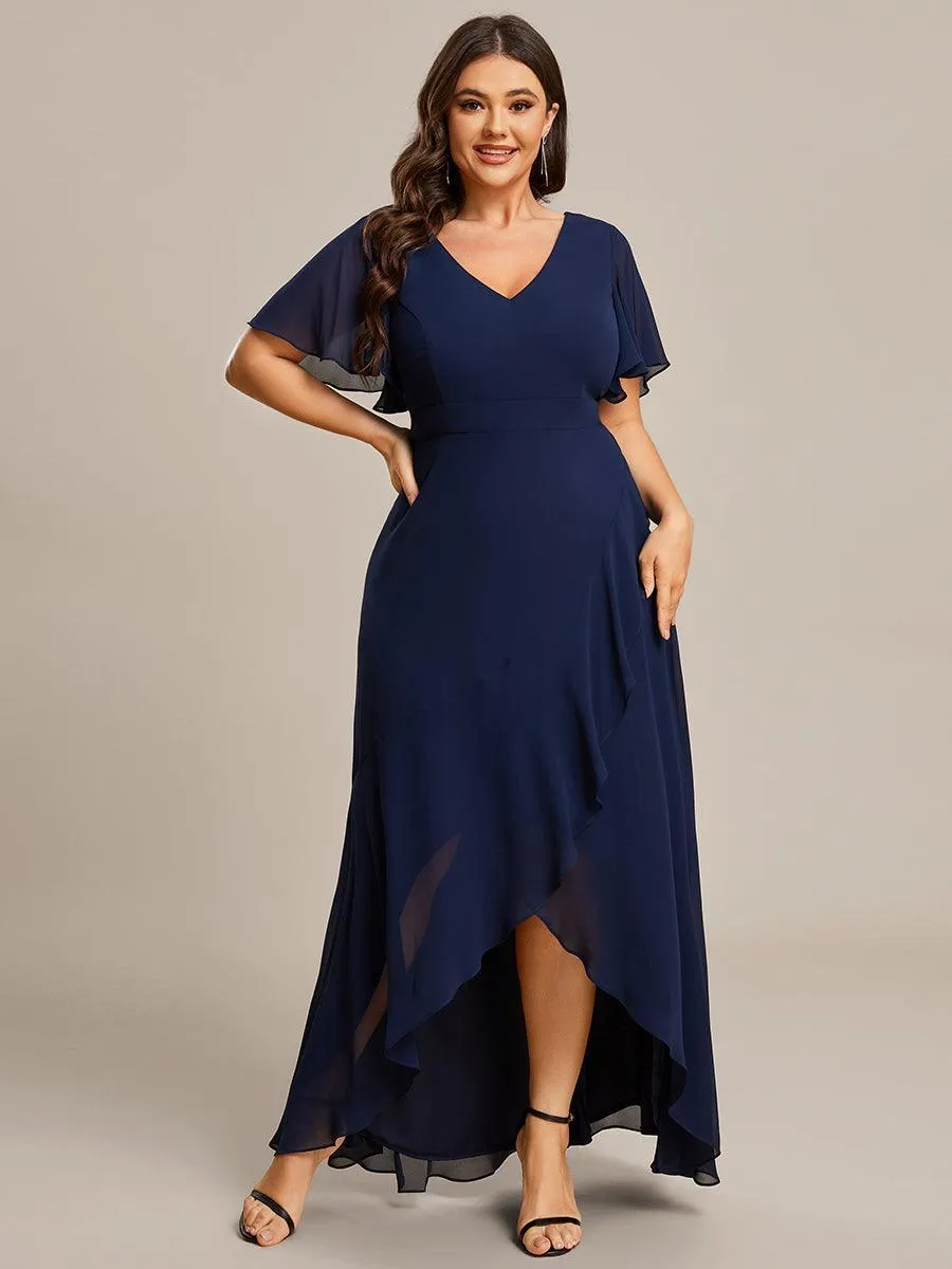Robe de soirée cocktail volants en mousseline glamour
