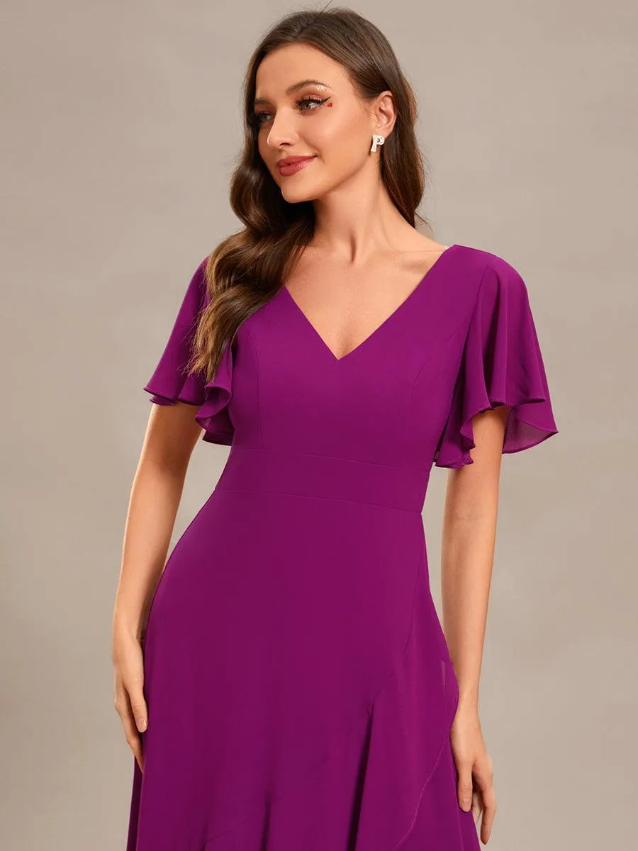 Robe de soirée cocktail volants en mousseline glamour
