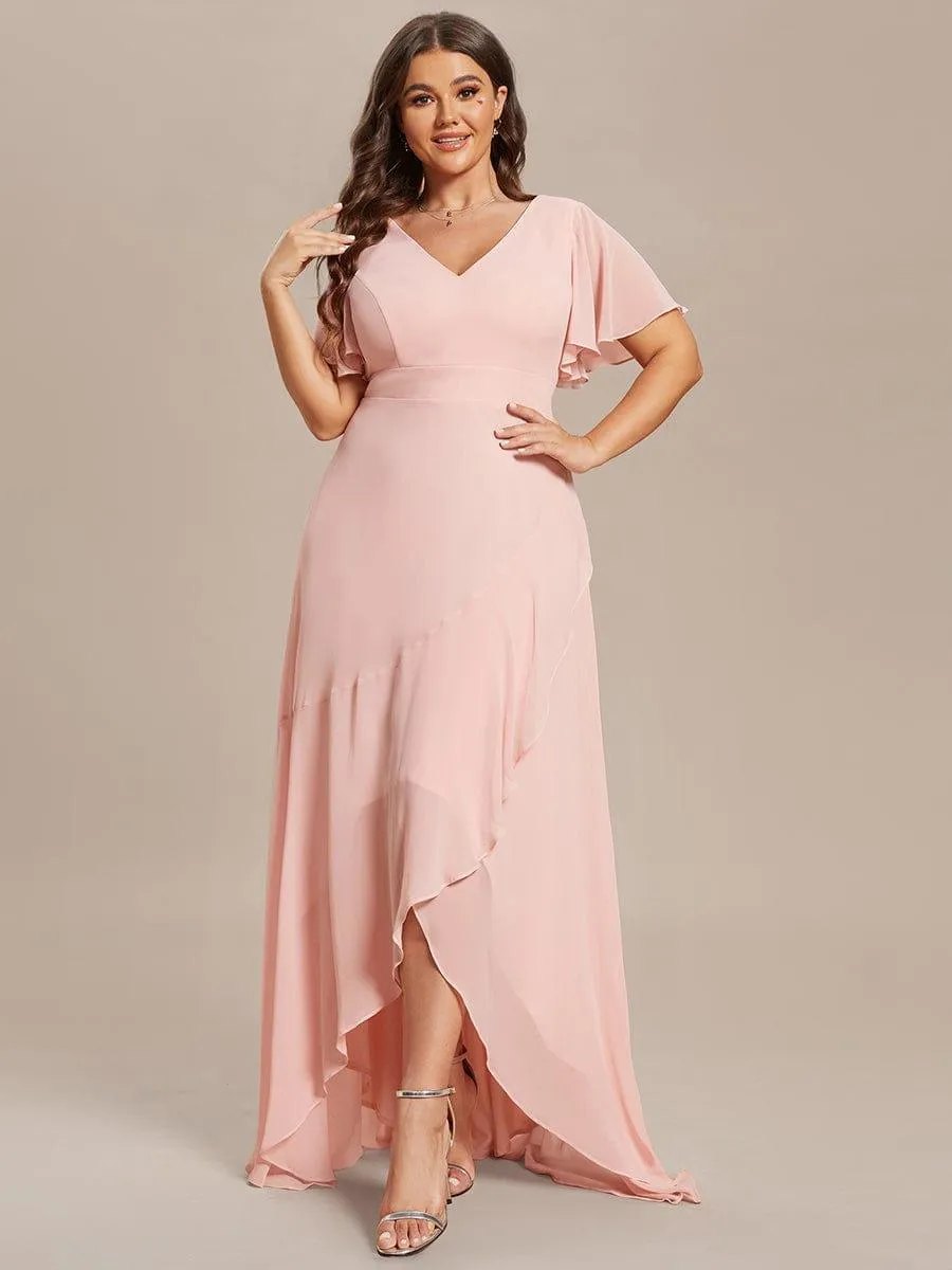 Robe de soirée cocktail volants en mousseline glamour
