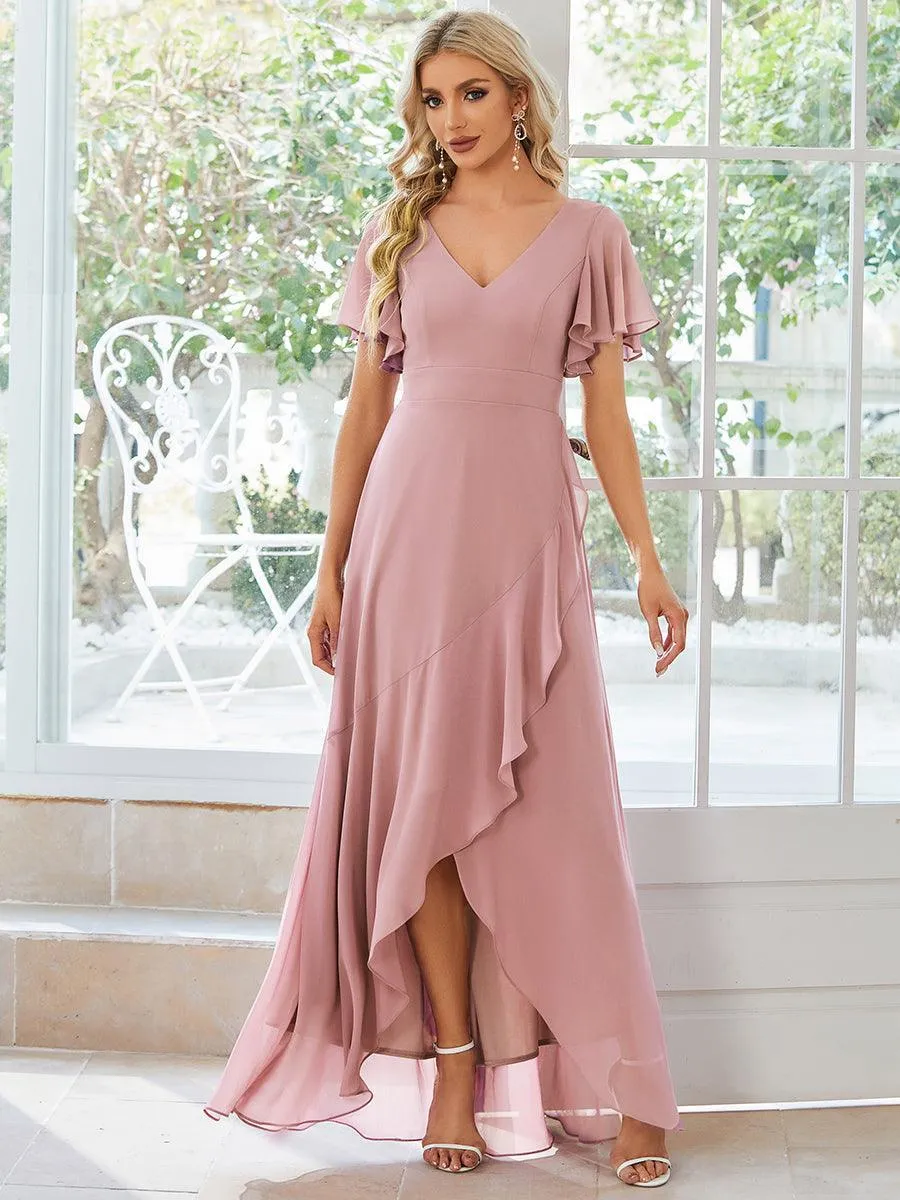 Robe de soirée cocktail volants en mousseline glamour