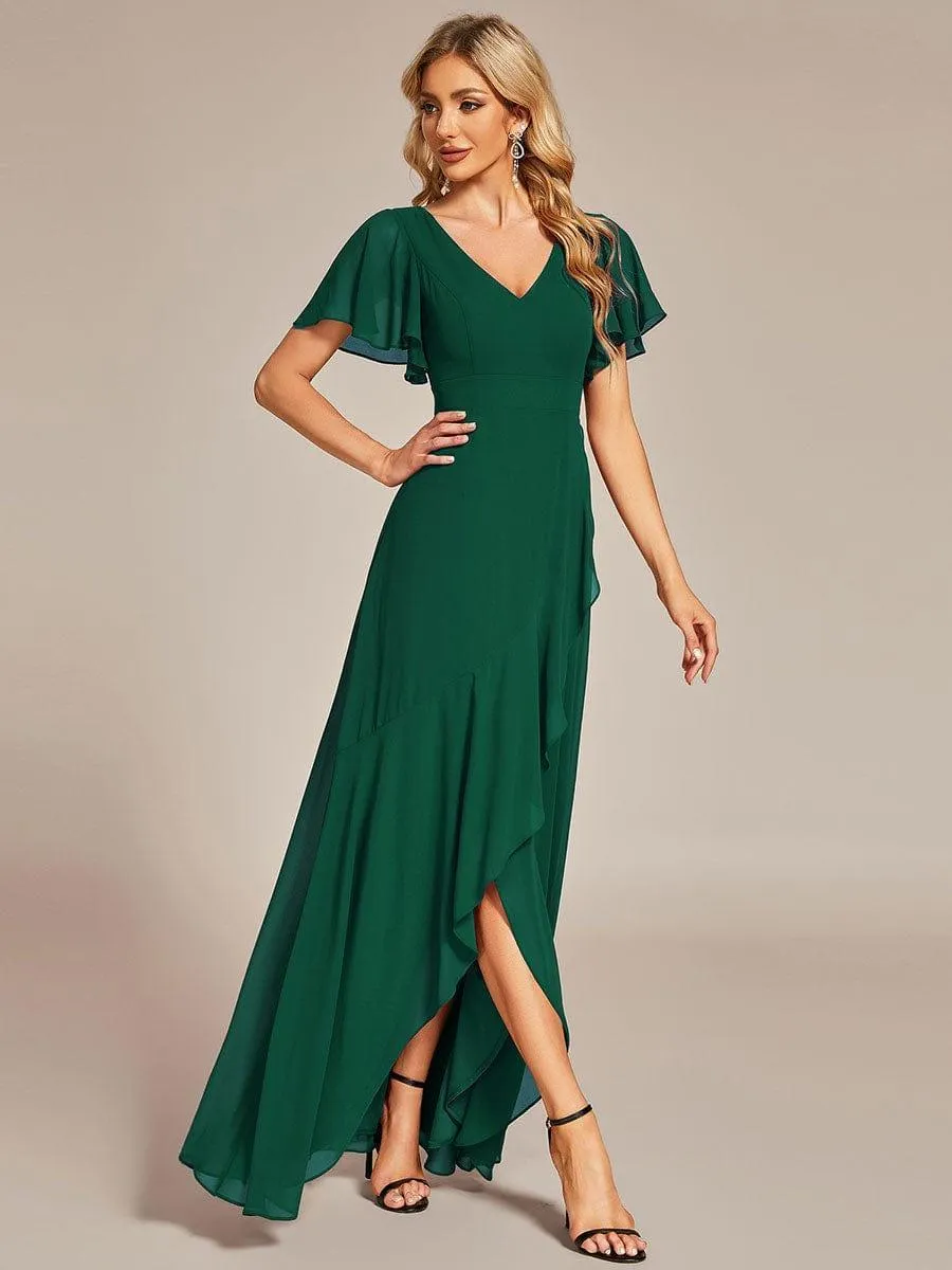 Robe de soirée cocktail volants en mousseline glamour